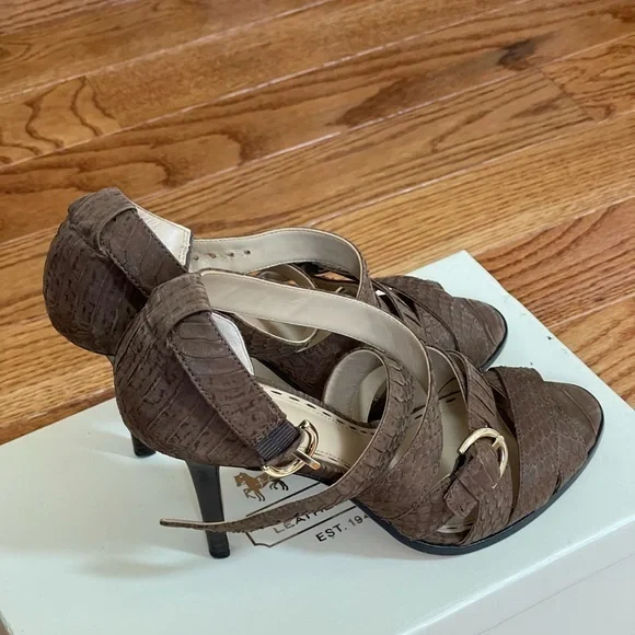 Coach Fawn Leather Strappy Open Toe sling back high heeled Sandals - Picture 7 of 11